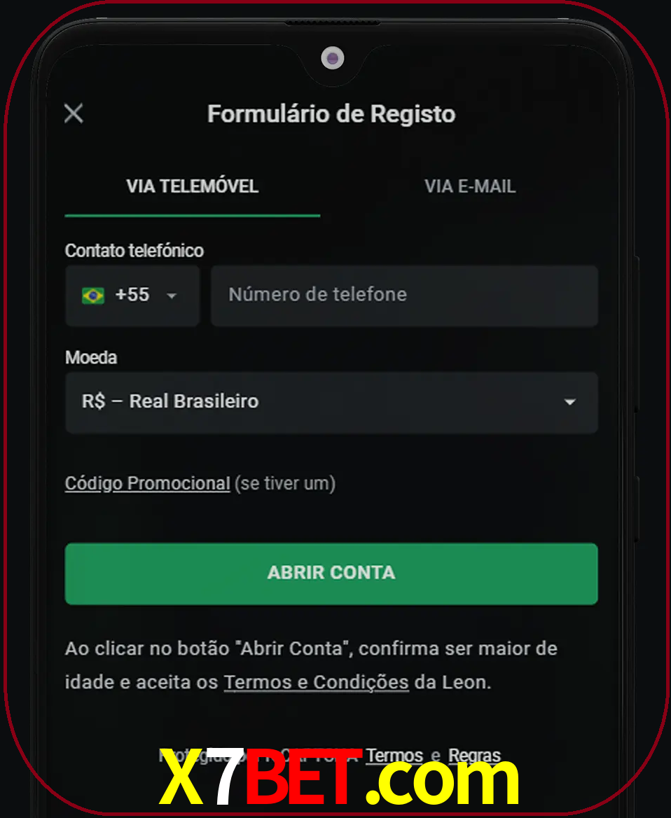 Abra o aplicativo e inicie o processo de registro.